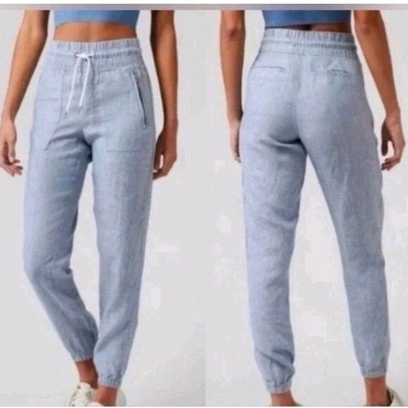 Athleta Pants - Athleta Women's Cabo Chambray Linen Jogger Pant Size 4 Blue